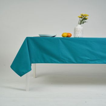 ผ้าปูโต๊ะ ผ้าคลุมโต๊ะ สี Beige Teal ขนาด 145 x 240 cm
